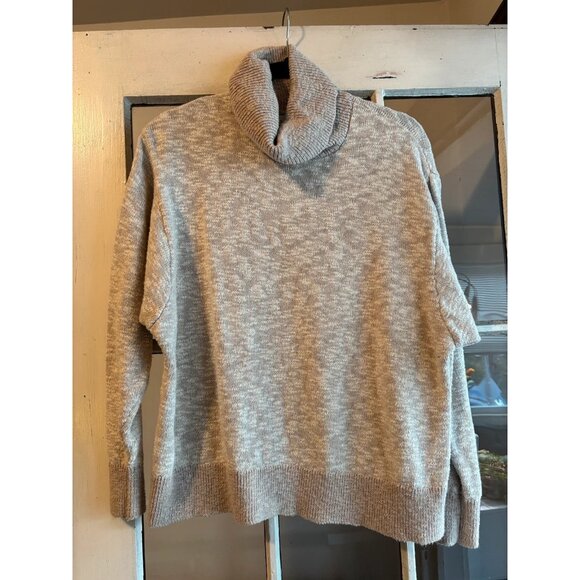 L.L. Bean Cotton Linen Oversized Oat Color Turtleneck Sweater - Picture 1 of 6